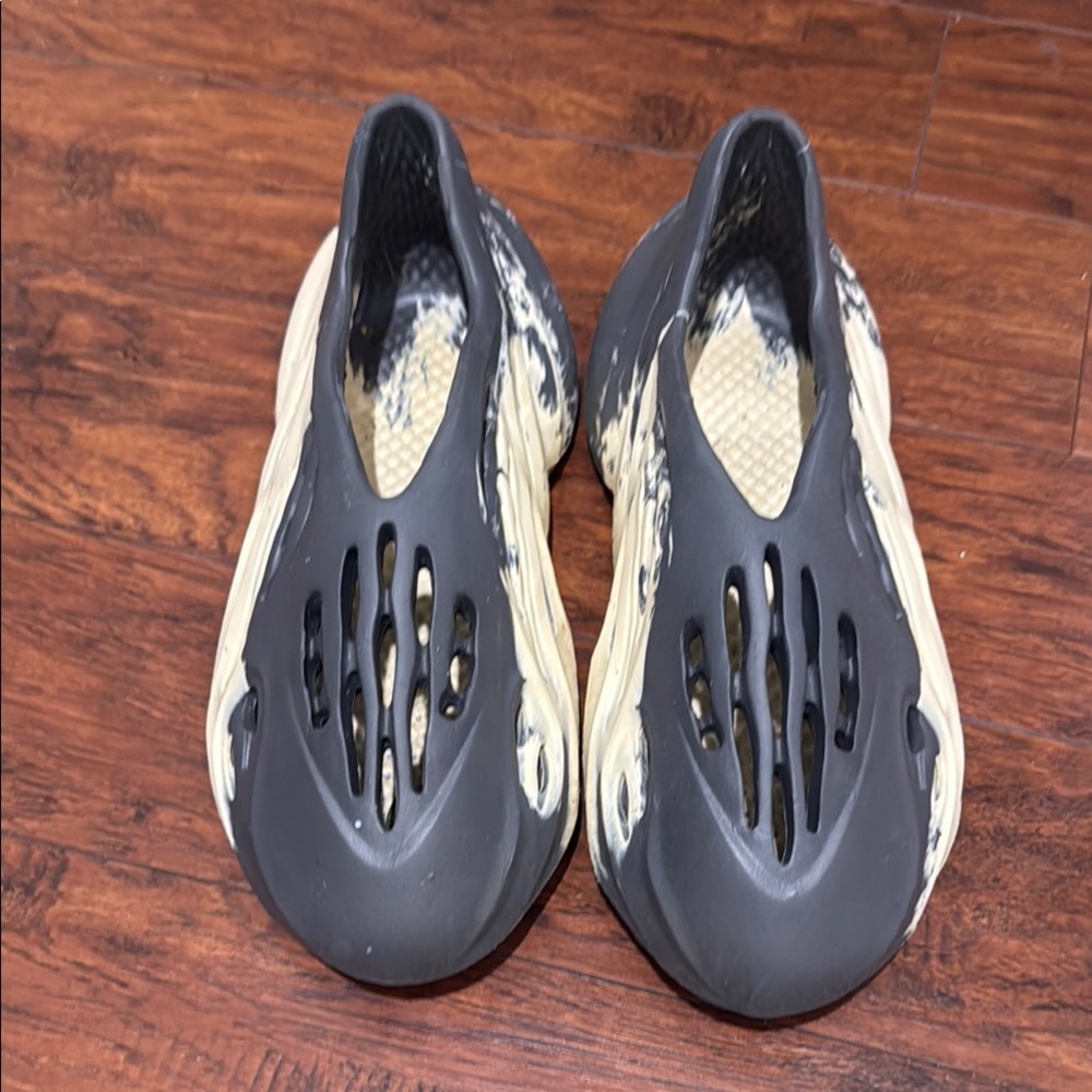 Black and Cream Slip-On Clogs